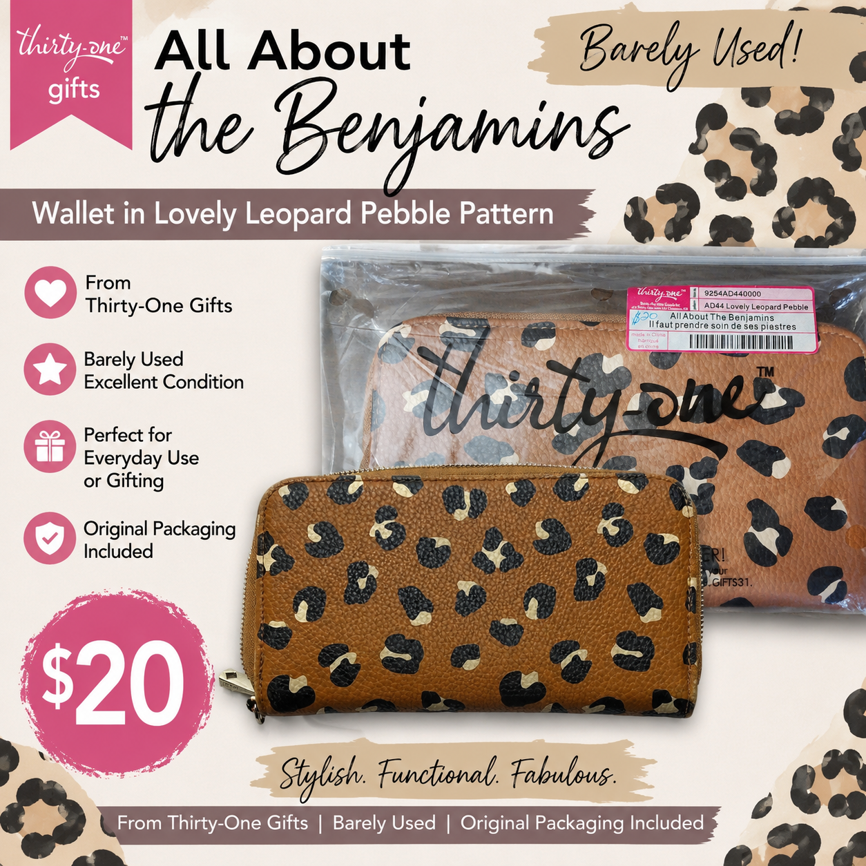 All About the Benjamins Wallet — Lovely Leopard Pebble
