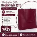 Thirty-One Around Town Tote — Deep Merlot Pebble (Brand New)