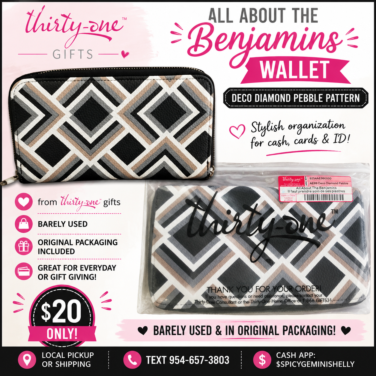 All About the Benjamins Wallet — Deco Diamond Pebble