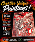 Original Acrylic Pour Painting — Red, Black & White