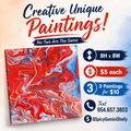 Original Acrylic Pour Painting — Red, White & Blue