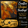 Original Acrylic Pour Painting — Gold, Burnt Orange & Black