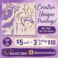 Original Acrylic Pour Painting — Purple, White & Gold Glitter