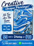 Original Acrylic Pour Painting — Blue & White