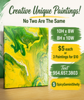 Original Acrylic Pour Painting — Green & Yellow
