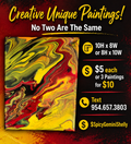 Original Acrylic Pour Painting — Yellow, Red, Green & Black