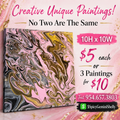 Original Acrylic Pour Painting — Pink, Black & Gold