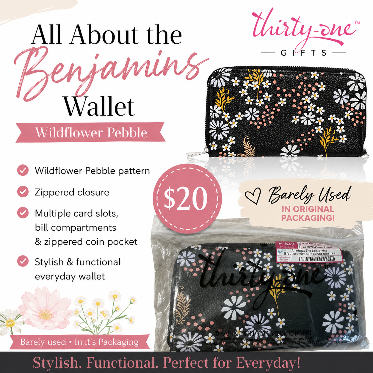 All About the Benjamins Wallet — Wildflower Pebble