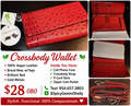 Red Vegan Leather Crossbody Wallet
