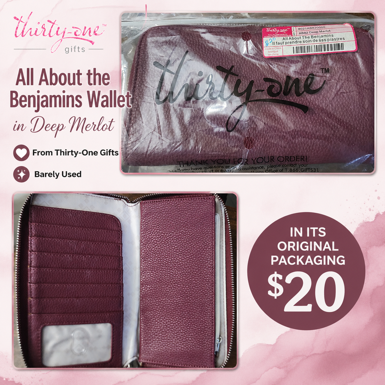 All About the Benjamins Wallet — Deep Merlot