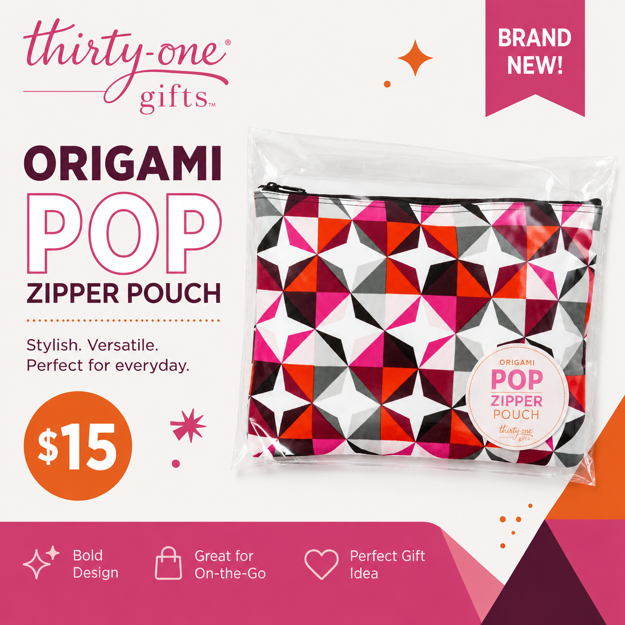 Origami Pop Zipper Pouch