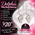 Handmade dolphin charm wire hook earrings in stainless steel and sterling silver