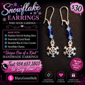 Handmade snowflake charm wire hook earrings with blue and clear Swarovski crystal beads