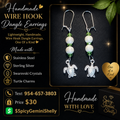 Handmade Wire Hook Dangle Earrings — Sea Turtle Charm