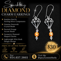 Sparkling Diamond Charm Dangle Earrings