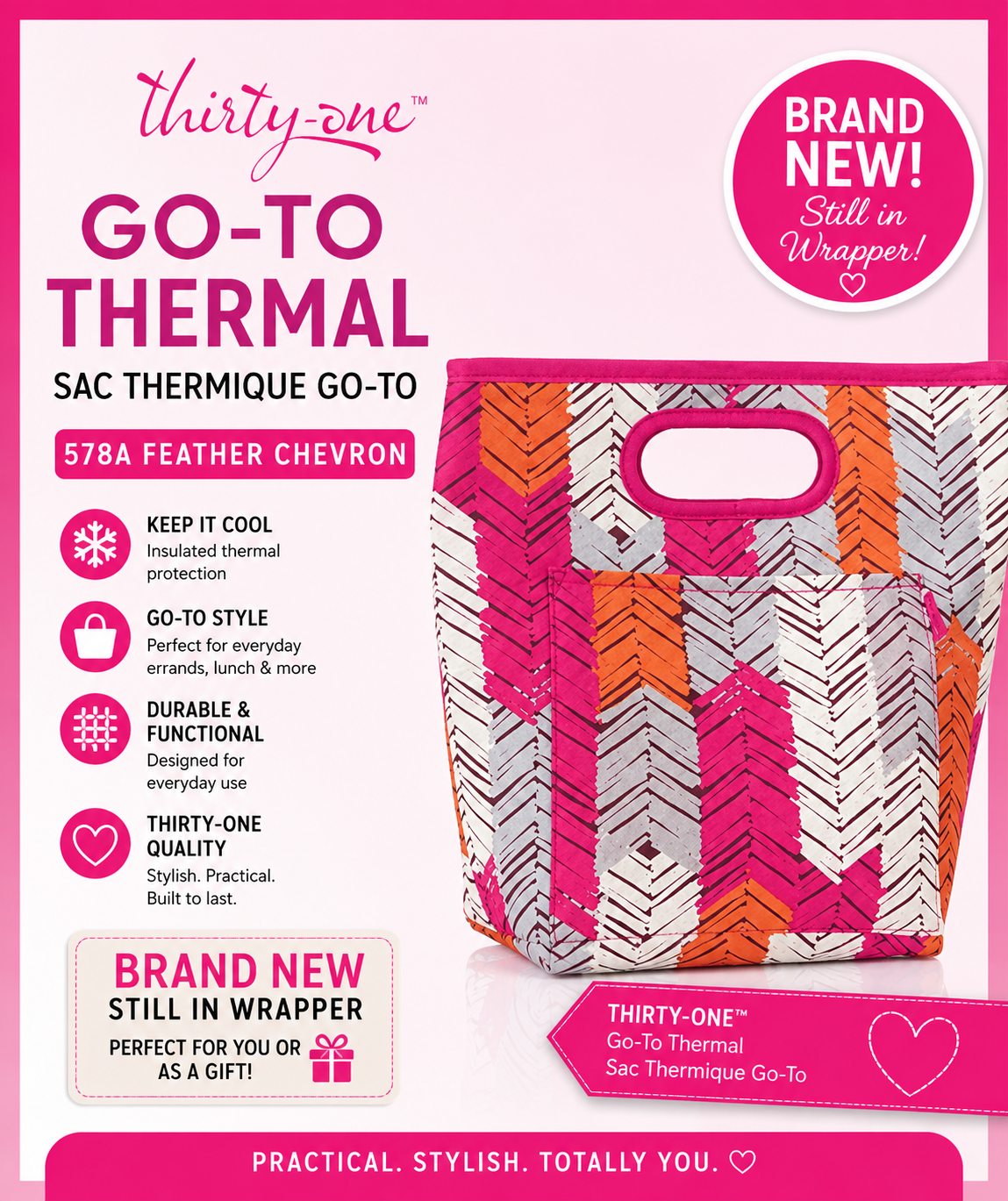 🌸 Thirty-One Go-To Thermal Tote – Brand New in Wrapper! 🌸