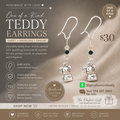 Teddy Bear Wire Hook Dangle Earrings with Swarovski Crystals