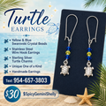 Sea Turtle Wire Hook Dangle Earrings with Swarovski Crystals