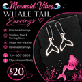 Mermaid Vibes Whale Tail Wire Hook Dangle Earrings