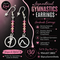 Asymmetrical gymnastics earrings with Swarovski crystal beads and two different gymnastics pose charms
